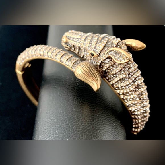 J. Crew zebra hinge bracelet. Burnished brass covered with pavé style “diamonds” - Picture 5 of 9